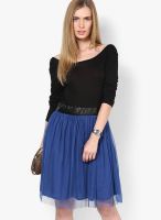 MB Blue Colored Solid Shift Dress