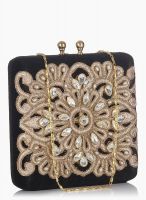 Molcha Black/Golden Party Wear Box Clutch