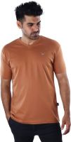 Mrtees Solid Men's V-neck Brown T-Shirt