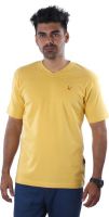 Mrtees Solid Men's V-neck Yellow T-Shirt