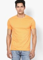 Phosphorus Orange Solid Round Neck T-Shirts