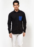 Probase Solid Black Casual Shirt