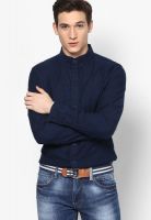 RVLT Navy Blue Casual Shirt With Button Down