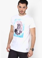 RVLT White Round Neck T-Shirt With Photo Print