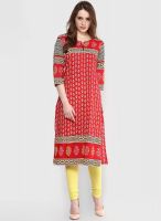 Rain & Rainbow Red Printed Kurta