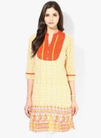 Rangmanch By Pantaloons Yellow Printed Kurtas