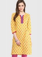 Rangmanch By Pantaloons Yellow Printed Kurtas