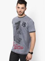 Ringspun Grey Printed Round Neck T-Shirt