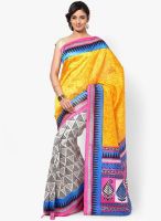 Satrang Silk Blend Cream Saree