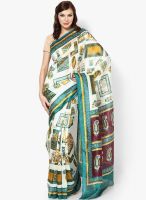 Satrang Silk Blend Cream Saree