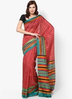 Satrang Silk Blend Red Saree
