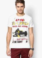 Scullers Sport Off White Slim Fit Crew Neck T Shirt