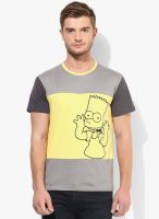 The Simpsons Grey Milange Printed Round Neck T-Shirt