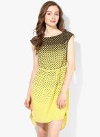 Sisley Yellow Colored Printed Shift Dress