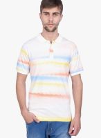 Slub Off White Printed Polo T-Shirts