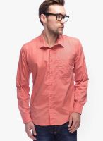 Slub Solid Peach Casual Shirt