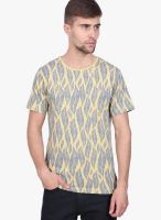 Slub Yellow Printed Round Neck T-Shirts