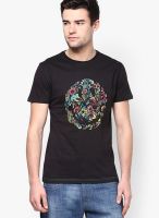 Smiley Black Round Neck T-Shirt