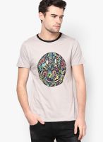 Smiley Light Grey Round Neck T-Shirt