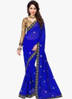 Sourbh Sarees Blue Embroidered Saree