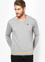 Spykar Grey V Neck T-Shirt