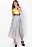 Sugar Her Grey Colored Solid Skater Dress