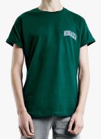 TOPMAN Green Solid Round Neck T-Shirt