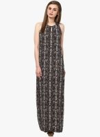 The gud look Brown Colored Printed Maxi Dress