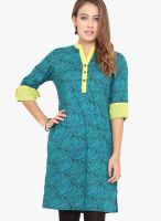 Titch Button Blue Printed Kurtas