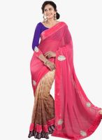 Triveni Sarees Brown Embroidered Saree