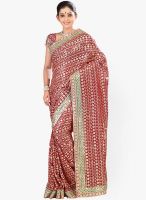 Triveni Sarees Maroon Embroidered Saree