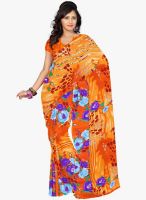 Triveni Sarees Orange Printed Saree