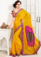 Triveni Sarees Yellow Embellished Saree