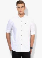 U.S. Polo Assn. White Regular Fit Casual Shirt