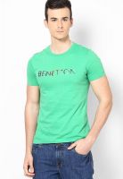 United Colors of Benetton Green Solid Round Neck T-Shirts