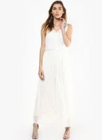 Vero Moda White Colored Solid Maxi Dress