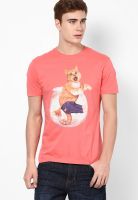 Wrangler Pink Printed Round Neck T-Shirts