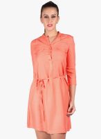 109F Peach Solid Shift Dress