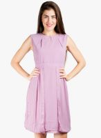 109F Purple Solid Shift Dress