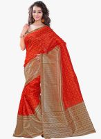 7 Colors Lifestyle Orange Printed Saree