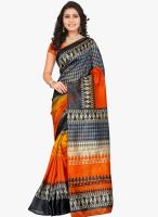 7 Colors Lifestyle Orange Printed Saree