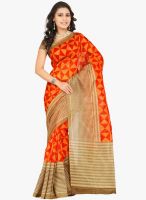 7 Colors Lifestyle Orange Printed Saree
