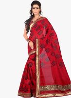 7 Colors Lifestyle Red Printed Saree
