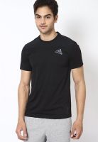 Adidas Black Solid Round Neck T-Shirts