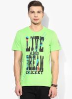 Alcis Dream Green Cricket Round Neck T-Shirt
