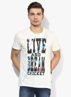 Alcis Dream White Cricket Round Neck T-Shirt
