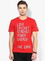 Alcis Scoreboard Red Cricket Round Neck T-Shirt