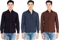 Atmosphere Men's Solid Formal Black, Blue, Brown Shirt(Pack of 3)