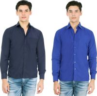 Atmosphere Men's Solid Formal Blue, Light Blue Shirt(Pack of 2)