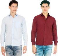 Atmosphere Men's Solid Formal Black, Brown Shirt(Pack of 2)
